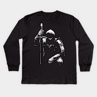 8bit templar knight art Kids Long Sleeve T-Shirt